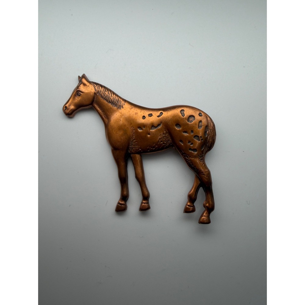 Bell Trading Post Vintage Copper Horse Brooch Spotted Western Pin